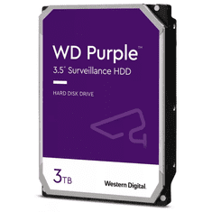 Western Digital HDD Video Surveillance WD Purple 3TB CMR, 3.5'', 256MB, SATA 6Gbps, TBW: 180 (WD33PURZ)
