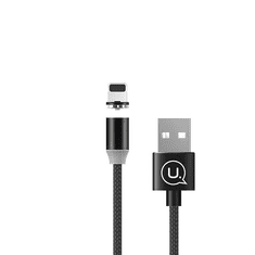 USAMS SJ292USB01 mágneses Lightning töltőkábel fekete (1299126) (SJ292USB01)