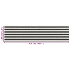 Vidaxl antracitszürke-fehér HDPE erkélynapellenző 120 x 500 cm (310858)