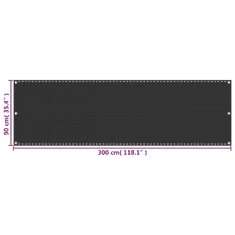 Vidaxl antracitszürke HDPE erkélyparaván 90 x 300 cm (310840)