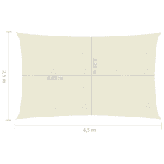 Vidaxl krémszínű HDPE napvitorla 160 g/m² 2,5 x 4,5 m (311180)