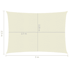 Vidaxl krémszínű HDPE napvitorla 160 g/m² 2,5 x 3 m (311177)