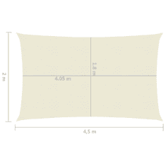 Vidaxl krémszínű HDPE napvitorla 160 g/m² 2 x 4,5 m (311175)