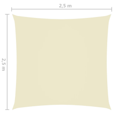 Vidaxl krémszínű négyzet alakú oxford-szövet napvitorla 2,5 x 2,5 m (135191)