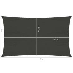 Vidaxl antracitszürke HDPE napvitorla 160 g/m² 3 x 5 m (311074)