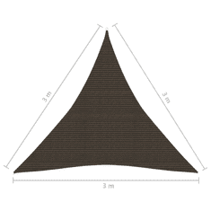 Vidaxl barna HDPE napvitorla 160 g/m² 3 x 3 x 3 m (311802)