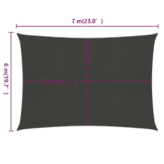 Vidaxl antracitszürke HDPE napvitorla 160 g/m² 6 x 7 m (311084)
