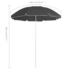 Vidaxl antracitszürke kültéri napernyő acél rúddal 180 cm (315542)