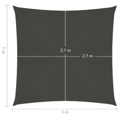 Vidaxl antracitszürke HDPE napvitorla 160 g/m² 3 x 3 m (311054)