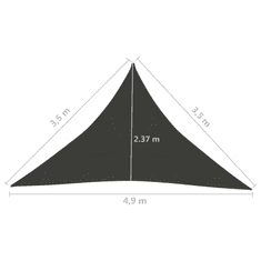 Vidaxl antracitszürke HDPE napvitorla 160 g/m² 3,5 x 3,5 x 4,9 m (311092)