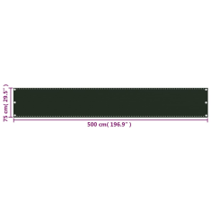 Vidaxl sötétzöld HDPE erkélytakaró 75 x 500 cm (310970)