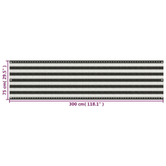 Vidaxl antracitszürke-fehér HDPE erkélynapellenző 75 x 300 cm (310848)