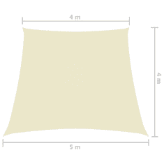 Vidaxl krémszínű trapéz alakú oxford-szövet napvitorla 4/5 x 4 m (135244)
