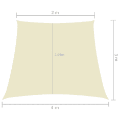 Vidaxl krémszínű trapéz alakú oxford-szövet napvitorla 2/4 x 3 m (135241)