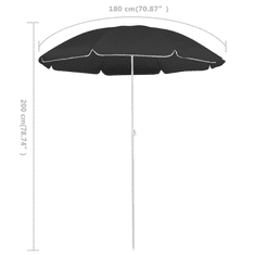 Vidaxl antracitszürke kültéri napernyő acél rúddal 180 cm (315539)