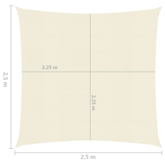 Vidaxl krémszínű HDPE napvitorla 160 g/m² 2,5 x 2,5 m (311163)