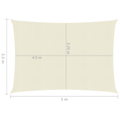 Vidaxl krémszínű HDPE napvitorla 160 g/m² 2,5 x 5 m (311181)