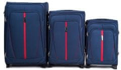 Wings 3 db szárnyas bőrönd készlet, 2 db L, M, S kerék, kék