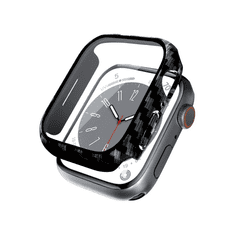 Crong CRG-45HS-CRB Apple Watch S7/S8/S9 Tok + Kijelzővédő - Karbon (45mm) (CRG-45HS-CRB)