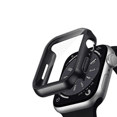 Crong CRG-45HS-BLK Apple Watch S7/S8/S9 Tok + Kijelzővédő - Fekete (45mm) (CRG-45HS-BLK)
