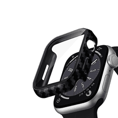 Crong CRG-45HS-CRB Apple Watch S7/S8/S9 Tok + Kijelzővédő - Karbon (45mm) (CRG-45HS-CRB)
