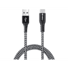 Survivor USB-A apa - USB-C apa 2.0 Töltő kábel - Fekete/Fehér (1m) (441-36)