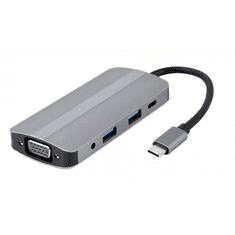 Gembird Multi Port Adapter USB Type C 8in1 USB hub szürke (A-CM-COMBO8-02) (A-CM-COMBO8-02)