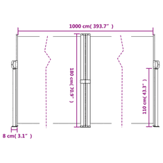 Vidaxl tópszínű behúzható oldalsó napellenző 180 x 1000 cm