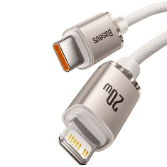 BASEUS USB Type-C töltő- és adatkábel, Lightning, 200 cm, 20W, gyorstöltés, PD, cipőfűző minta, Crystal Shine, CAJY001404, rózsaszín (RS131119)