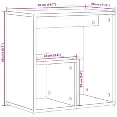 Vidaxl füstös tölgy színű szerelt fa kisasztal 50x30x50 cm 840563