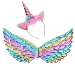EXCELLENT Szivárványos szárnyak és fejpánt - Rózsaszín egyszarvú