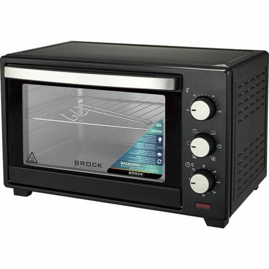 BROCK TO 6001 B, 2000W, 60L, Időzítő, 100-230°C, Cool touch, Fekete, Elektromos Mini sütő