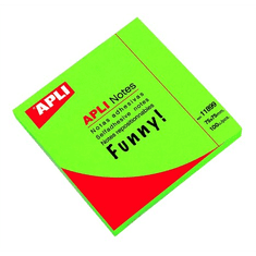 Apli 75x75mm újrahasznosított jegyzettömb - Neon zöld (100 lap / tömb) (11899)