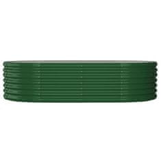 Vidaxl zöld porszórt acél kerti magaságyás 152x80x36 cm 318913