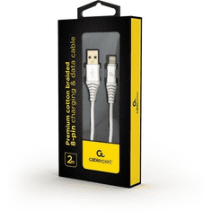 Gembird Lightning - USB-A adat- és töltőkábel 2m ezüst-fehér (CC-USB2B-AMLM-2M-BW2) (CC-USB2B-AMLM-2M-BW2)