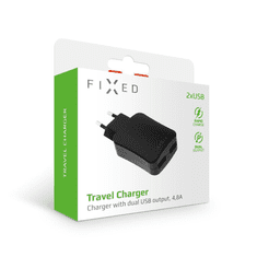 FIXED Travel 2xUSB-A hálózati töltő 24W fekete (FIXC-2U-BK) (FIXC-2U-BK)