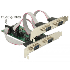 DELOCK PCI Express Kártya > 3 x soros RS-232 + 1 x TTL 3,3 V / RS-232 tápellátással (62922) (DL62922)