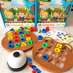 PrimePick Gyermek oktató társasjáték, társasjátékok a legkisebbek számára, ahol a gyermek megismeri a formákat és színeket, 1-2 játékos, kártyák, tábla, figurák, csengő, szórakozás, ShapeMatchingGame