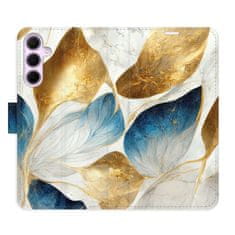 iSaprio GoldBlue Leaves flip tok Samsung Galaxy A55 5G