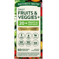 Nature's Truth NAPI ZÖLDSÉG ÉS GYÜMÖLCS+ Étrend-kiegészítő 20+ gyümölcs és zöldség kivonatával, vitalizáló antioxidánsokkal