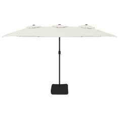 Vidaxl homokfehér dupla tetős napernyő LED-ekkel 449x245 cm