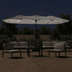 Vidaxl homokfehér dupla tetős napernyő LED-ekkel 449x245 cm