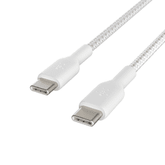 Belkin BOOST CHARGE USB-C - USB-C harisnyázott kábel 1m fehér (CAB004bt1MWH) (CAB004bt1MWH)