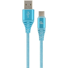 Gembird USB type-C - USB Type-A szövet borítású adat- és töltőkábel 2m kék-fehér (CC-USB2B-AMCM-2M-VW) (CC-USB2B-AMCM-2M-VW)