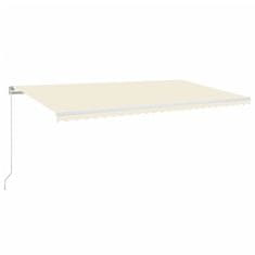 Vidaxl krémszínű kézzel kihúzható LED-es napellenző 600 x 350 cm 3069042