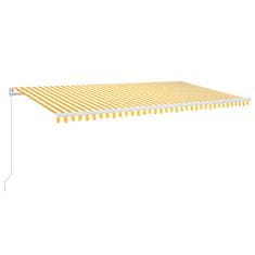 Vidaxl sárga és fehér kézzel kihúzható LED-es napellenző 600x300 cm 3068963