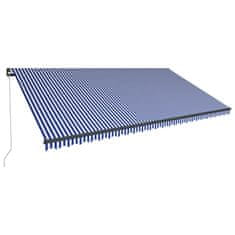 Vidaxl kék és fehér kézzel kihúzható LED-es napellenző 600 x 300 cm 3051272