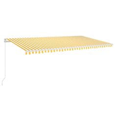 Vidaxl sárga és fehér kézzel kihúzható LED-es napellenző 600 x 350 cm 3069043