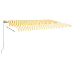 Vidaxl sárga és fehér kézzel kihúzható LED-es napellenző 500x300 cm 3068943