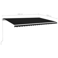 Vidaxl antracitszürke kézzel kihúzható LED-es napellenző 500 x 300 cm 3068944